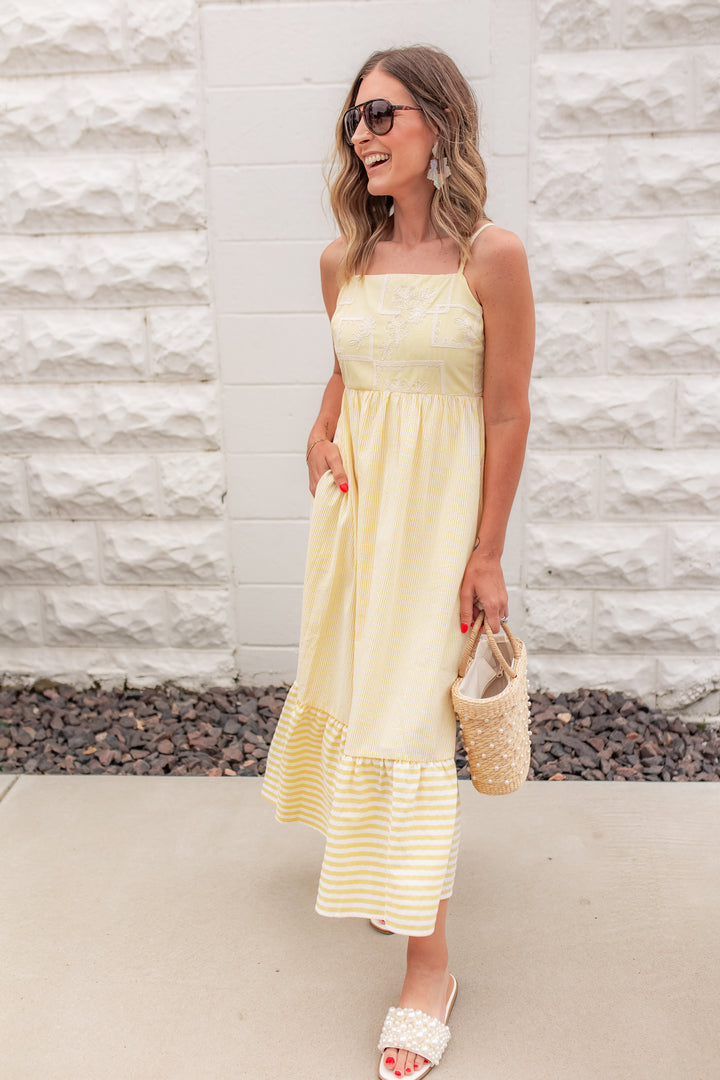 The Sunshine Stripe Midi Dress