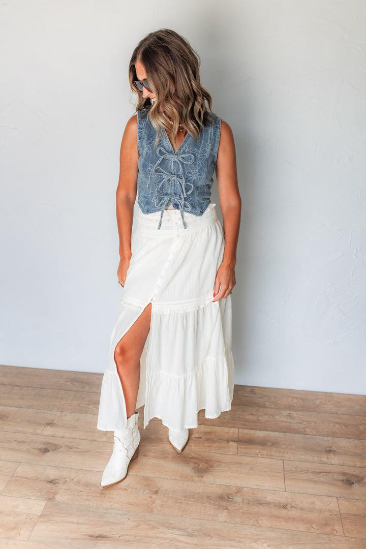 The Ella Denim Tie Vest