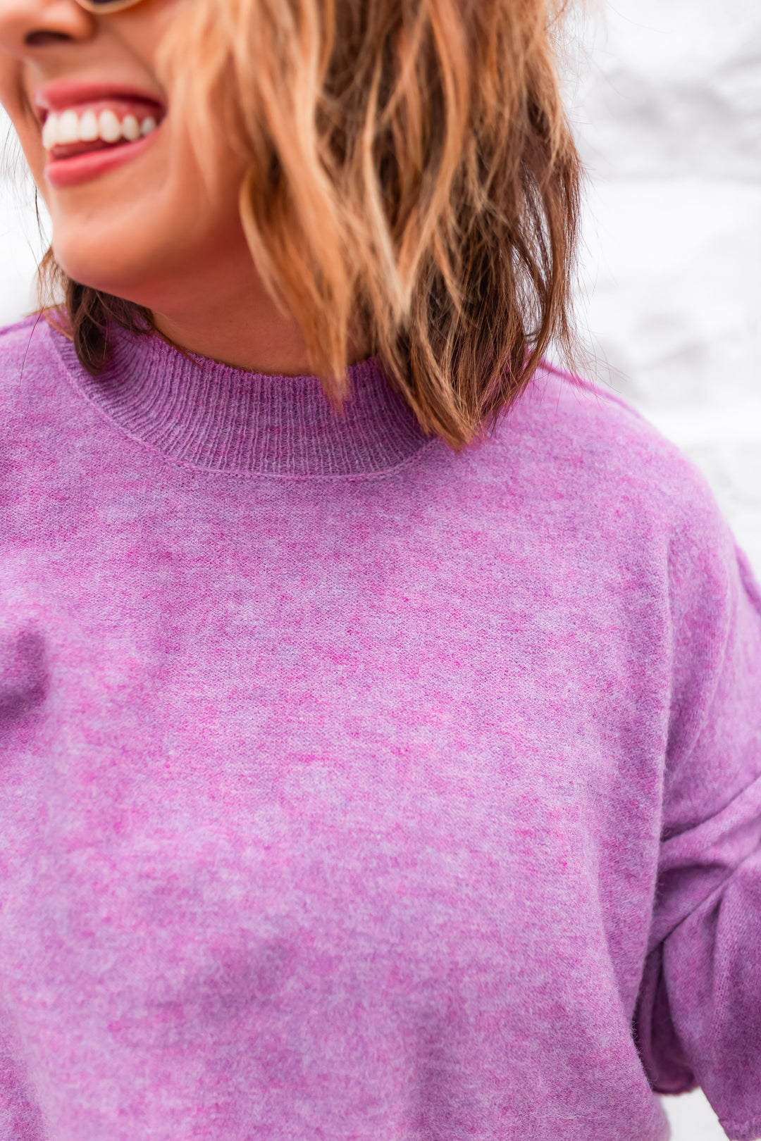 The Mandy Semi Crop Sweater - Purple