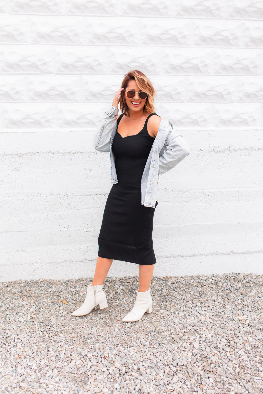 The Treyson Ribbed Dress - Black
