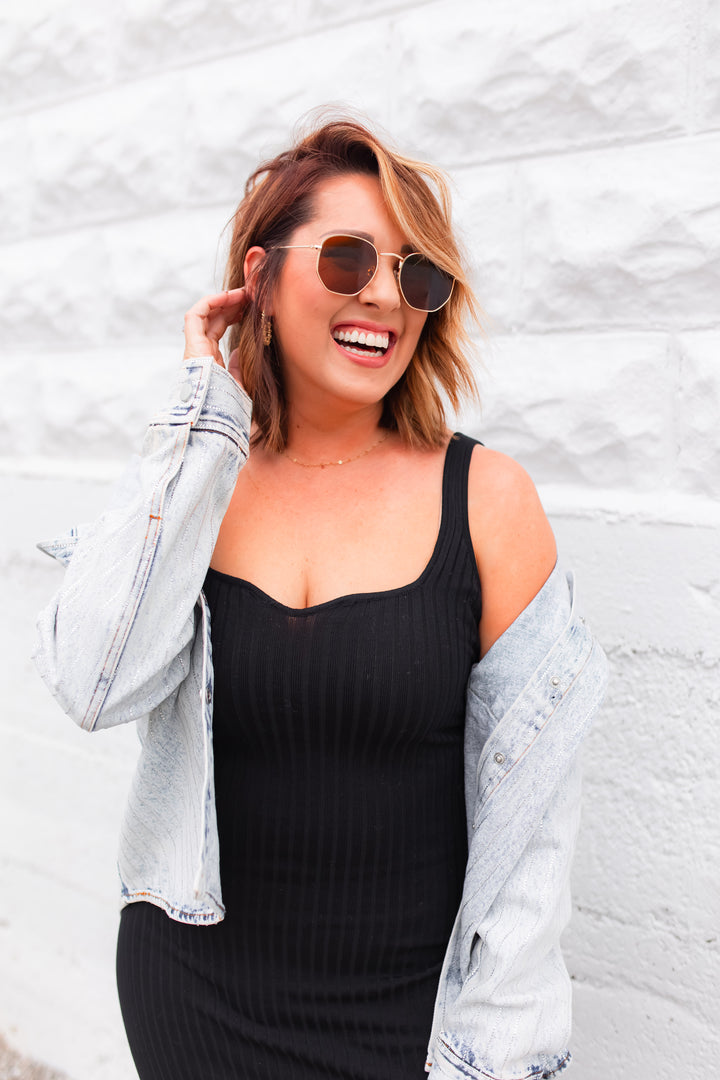The Treyson Ribbed Dress - Black