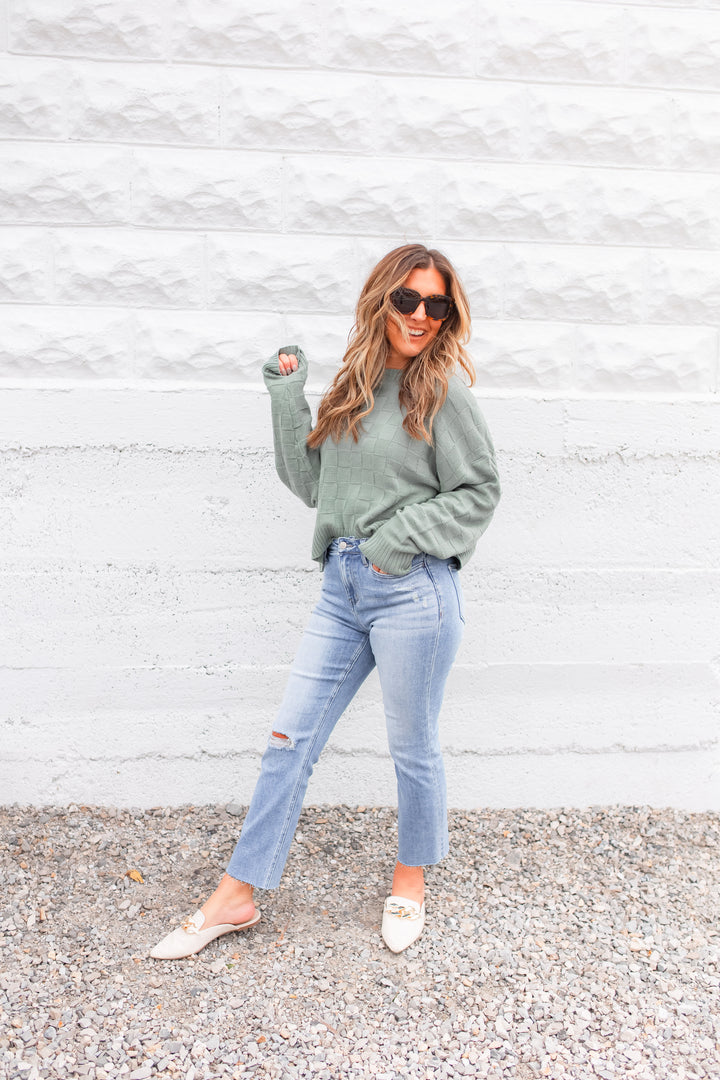 The Call Me Crazy Checkered Pullover - Green