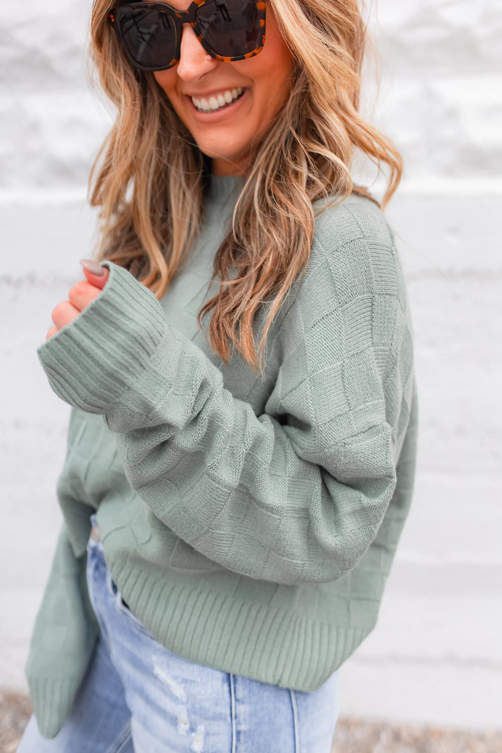 The Call Me Crazy Checkered Pullover - Green