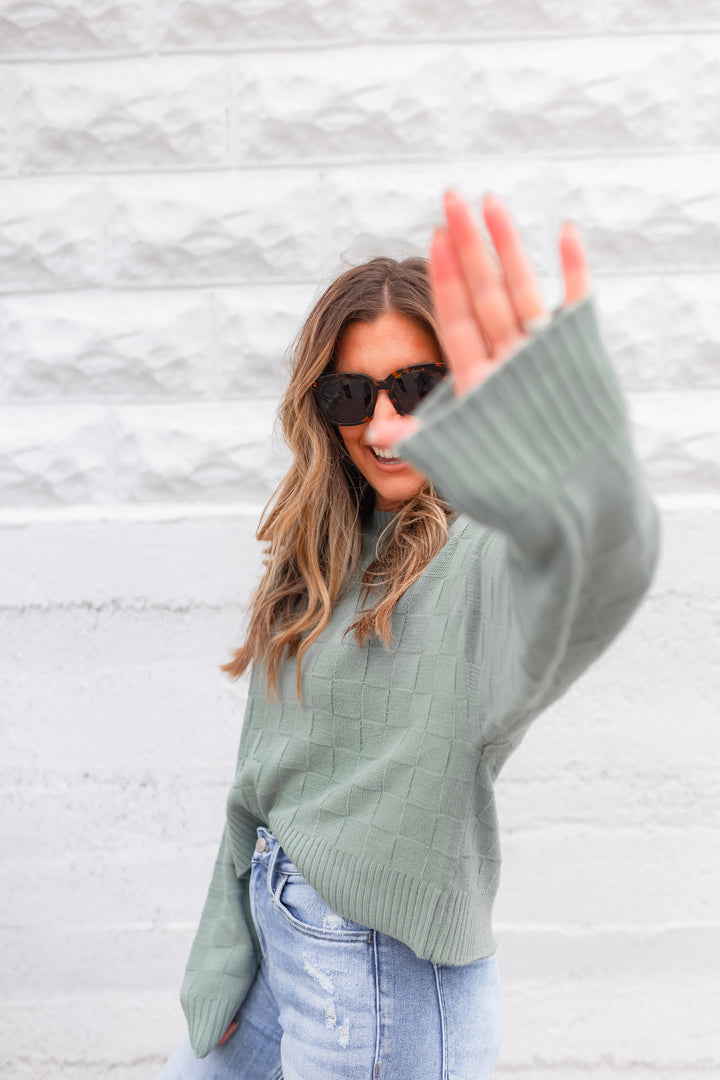 The Call Me Crazy Checkered Pullover - Green