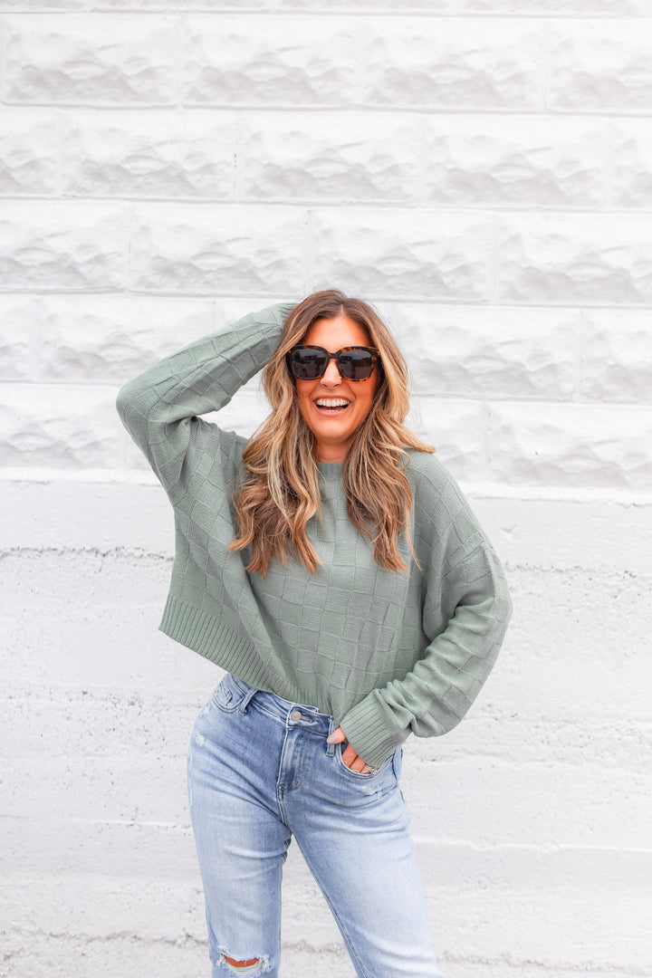 The Call Me Crazy Checkered Pullover - Green