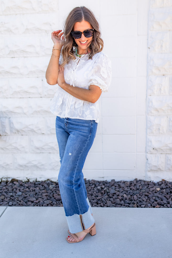 The Floral Embrace Tie Blouse