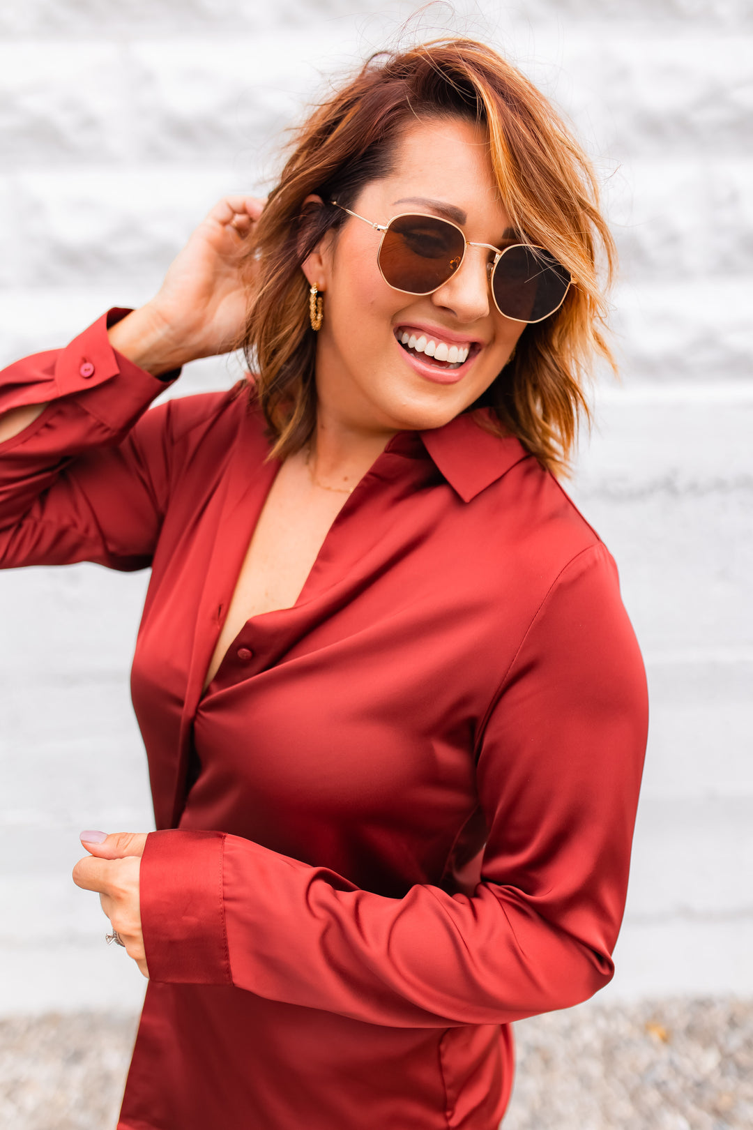 The Sophisticated Sass Top - Burnt Cinnamon
