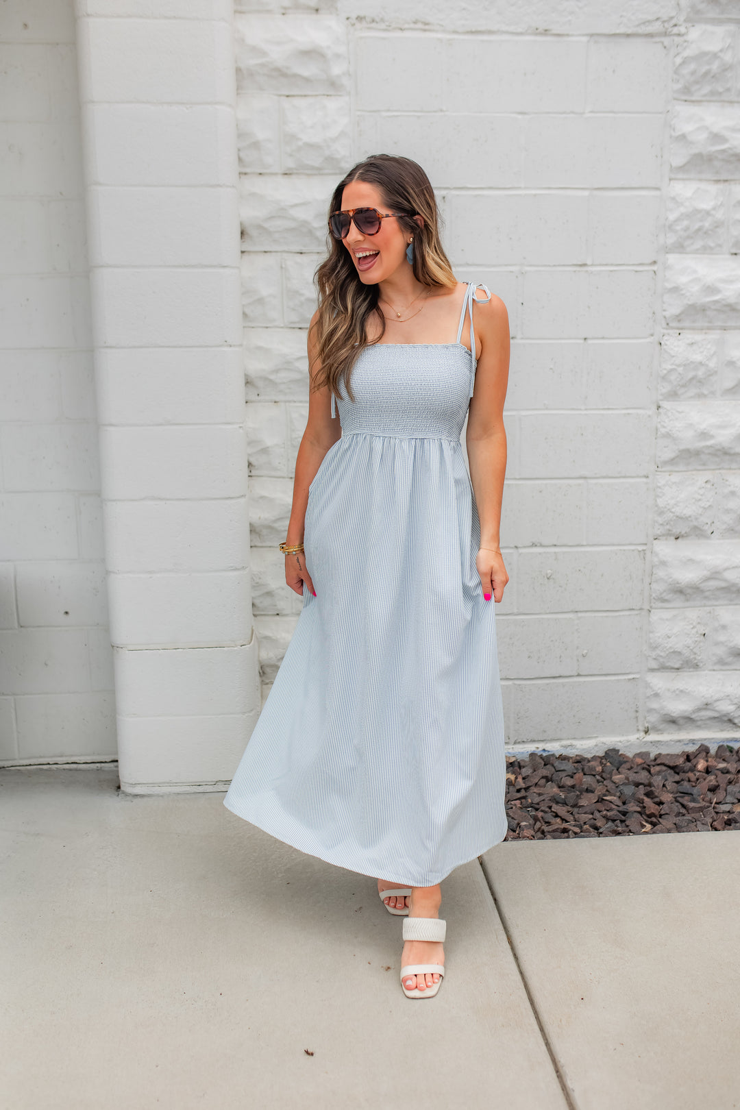 The Americana Stripes Maxi Dress - Blue/White