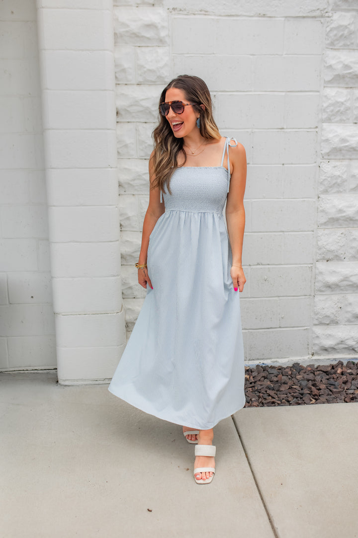 The Americana Stripes Maxi Dress - Blue/White