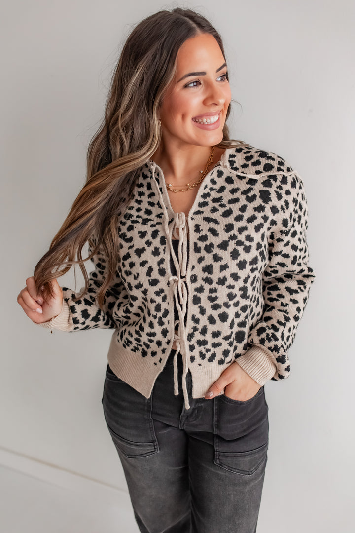 The Alia Leopard Tie Sweater