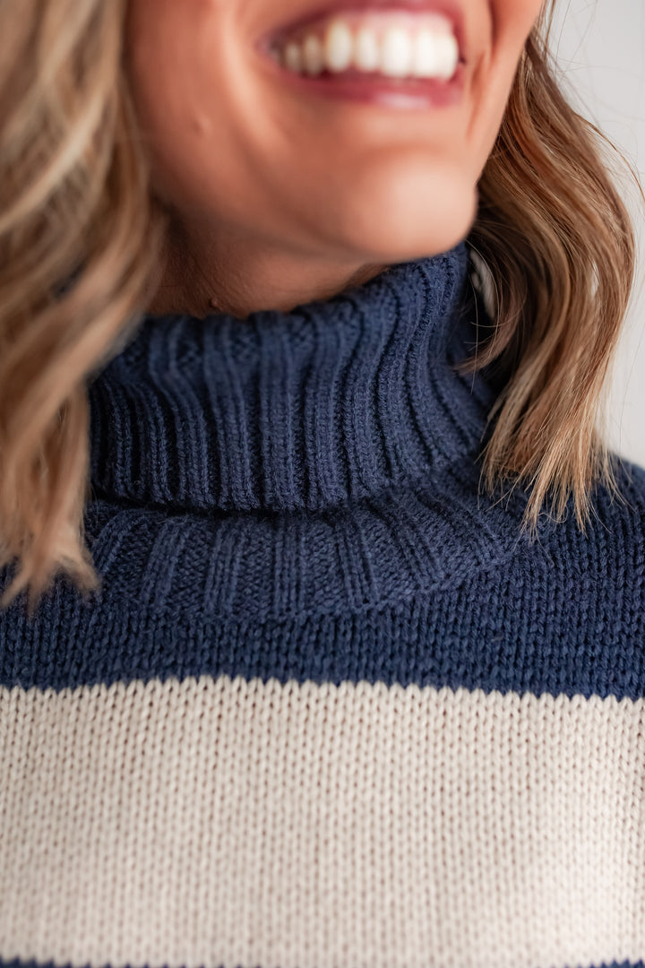 The Kaila Knit Sweater - Navy/Cream