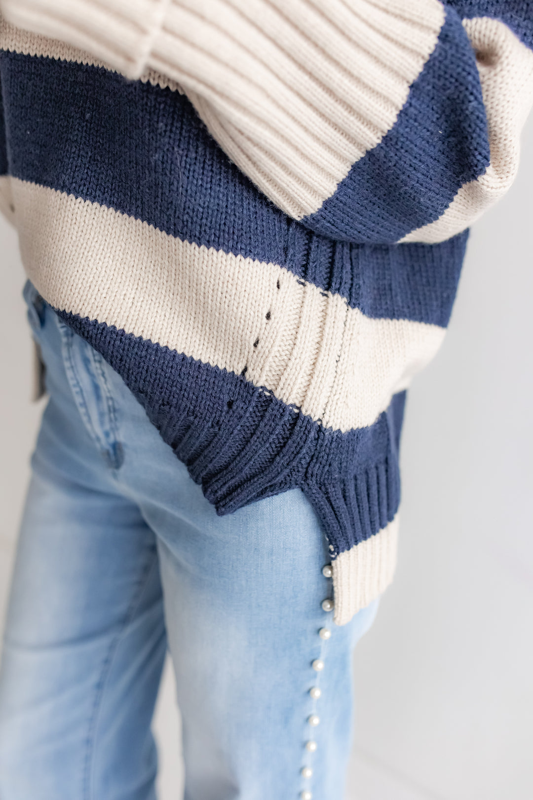 The Kaila Knit Sweater - Navy/Cream