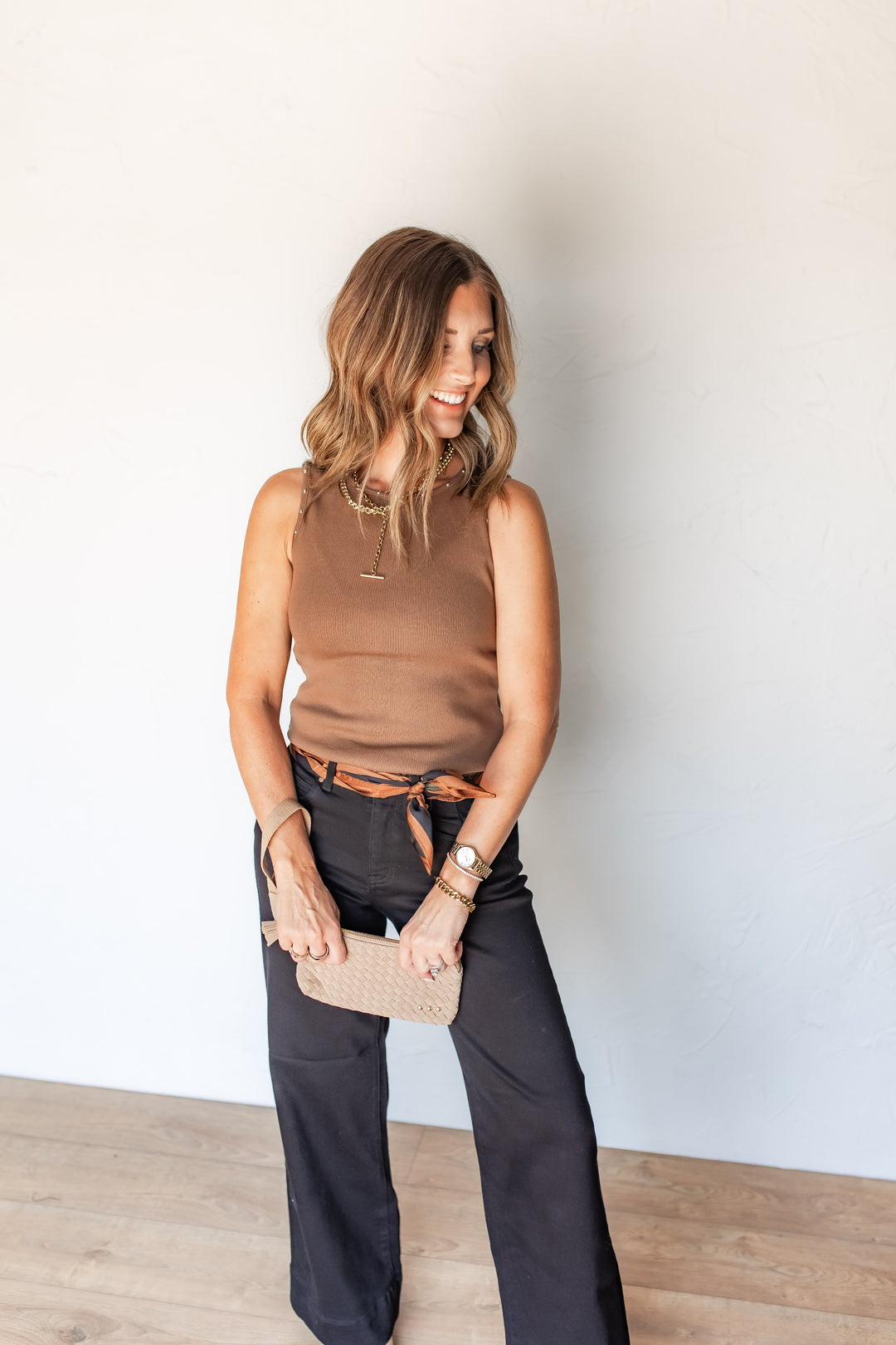 The Claire Studded Tank - Mocha