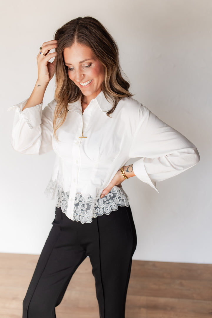 The Cece Lace Button Up