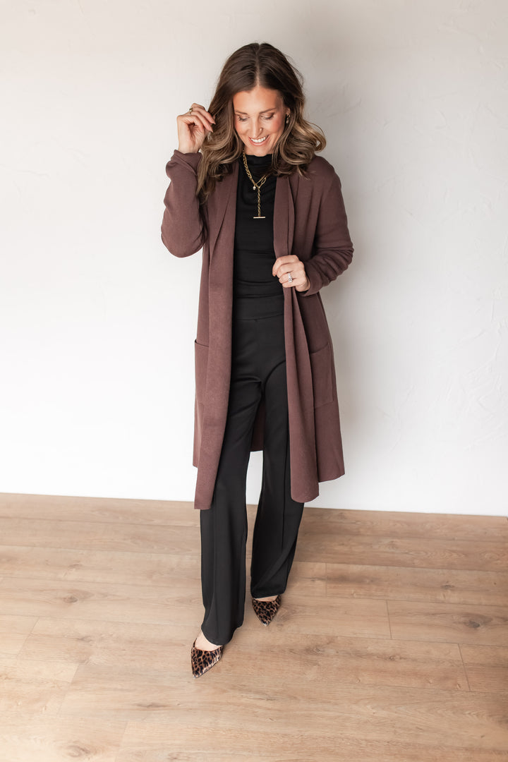 The Lana Duster Cardigan - Espresso