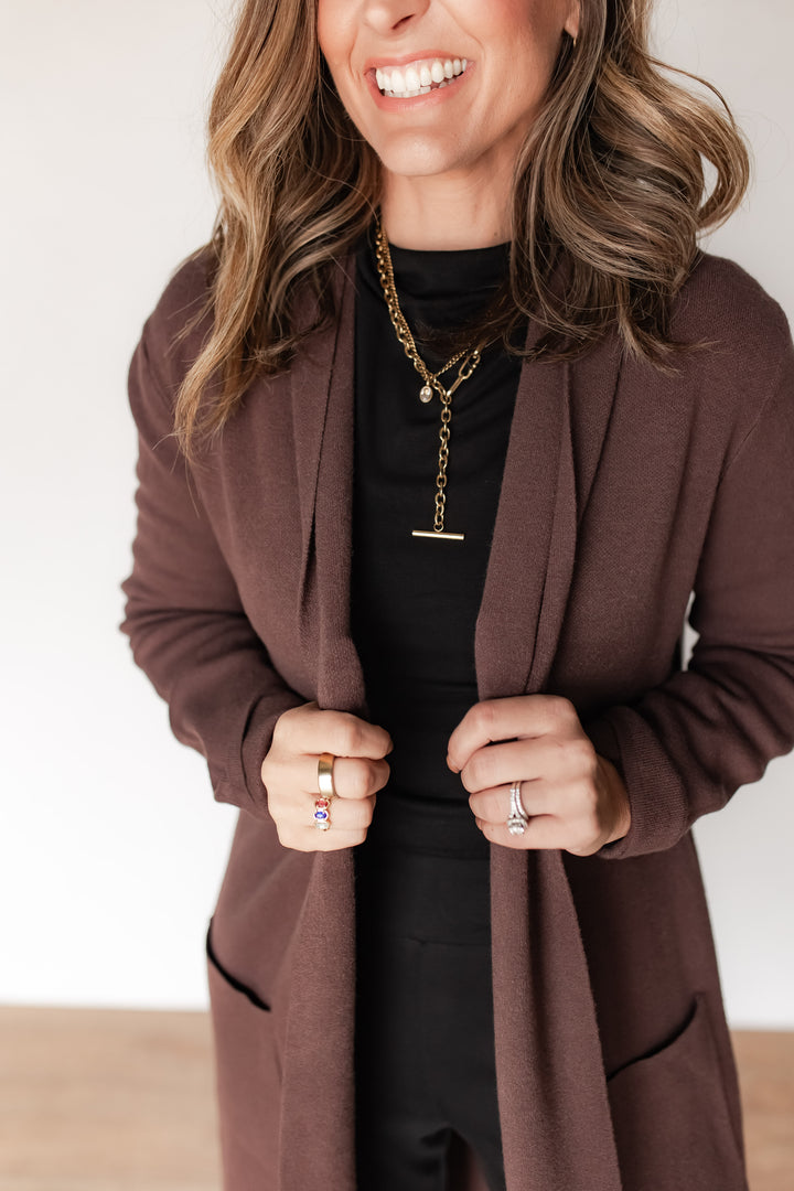 The Lana Duster Cardigan - Espresso
