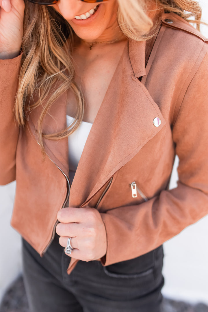 The Workin' It Moto Jacket - Camel
