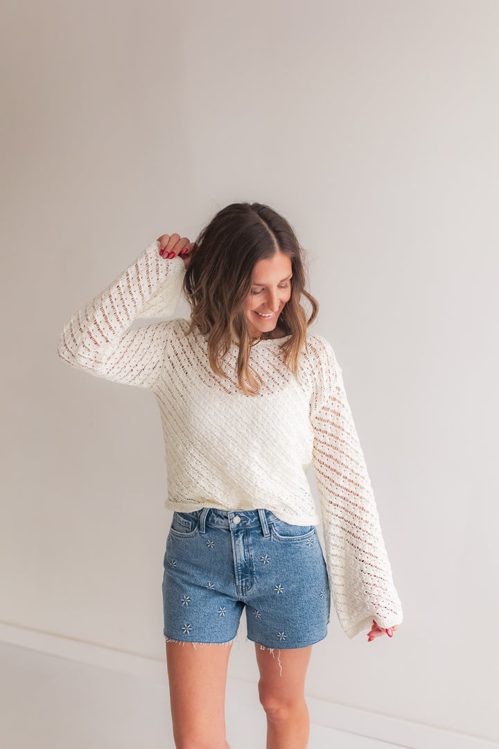 The Remi Open Knit Sweater - Ivory