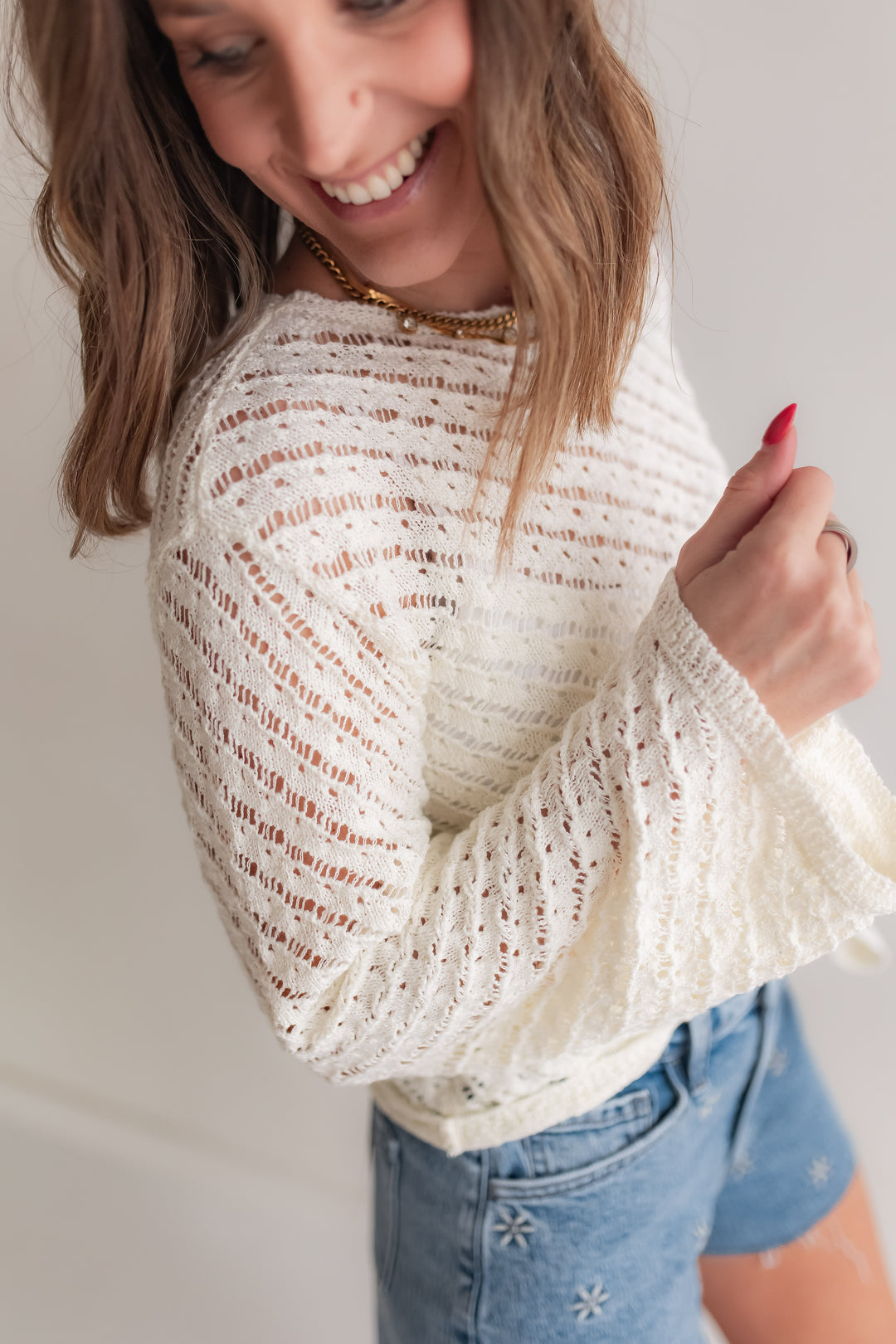 The Remi Open Knit Sweater - Ivory