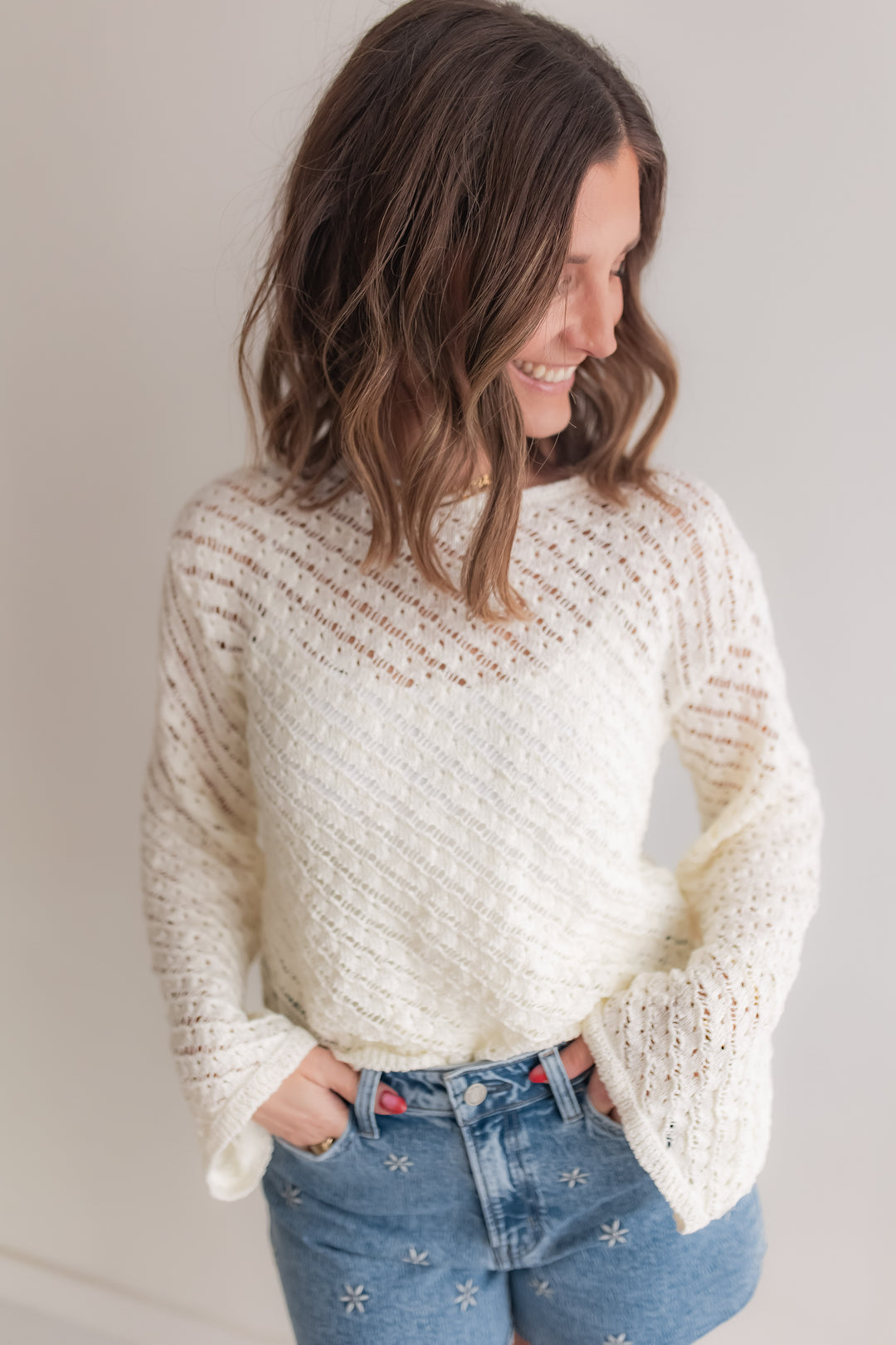 The Remi Open Knit Sweater - Ivory