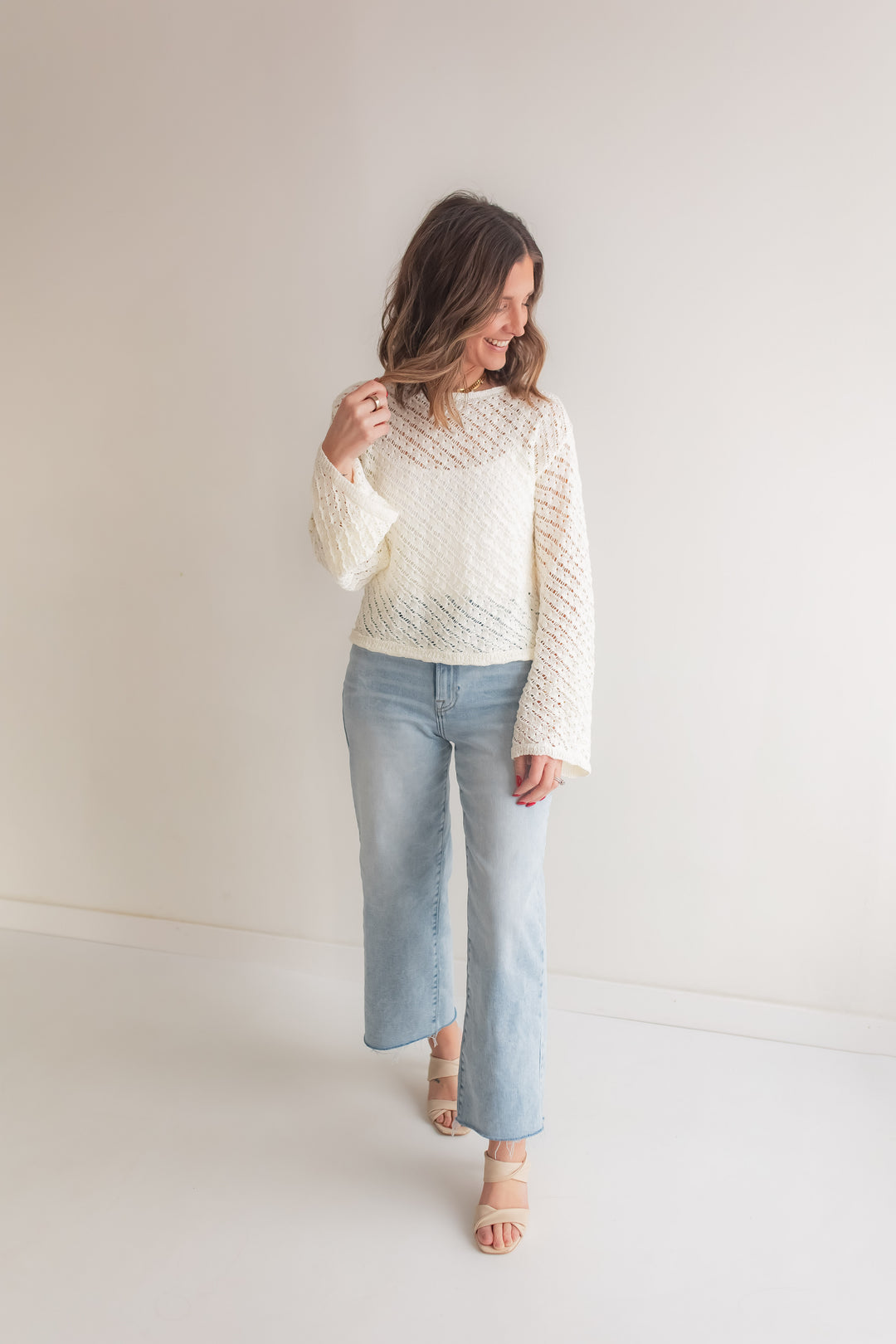 The Remi Open Knit Sweater - Ivory