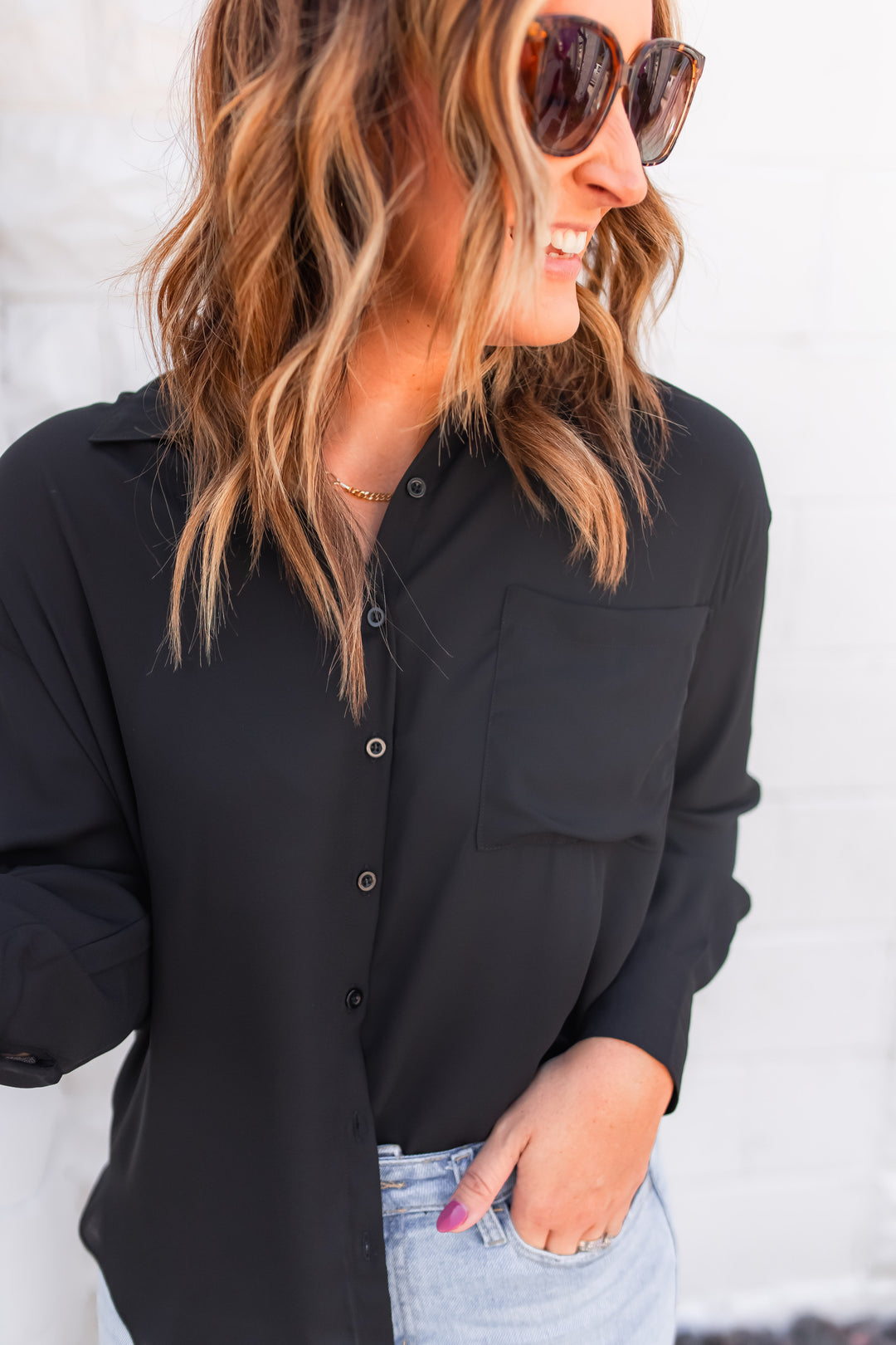 The Karlie Black Button Up
