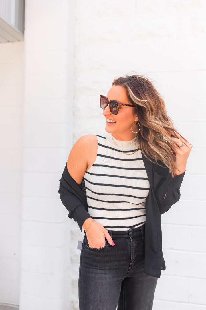 The Boardwalk Stripe Halter Tank