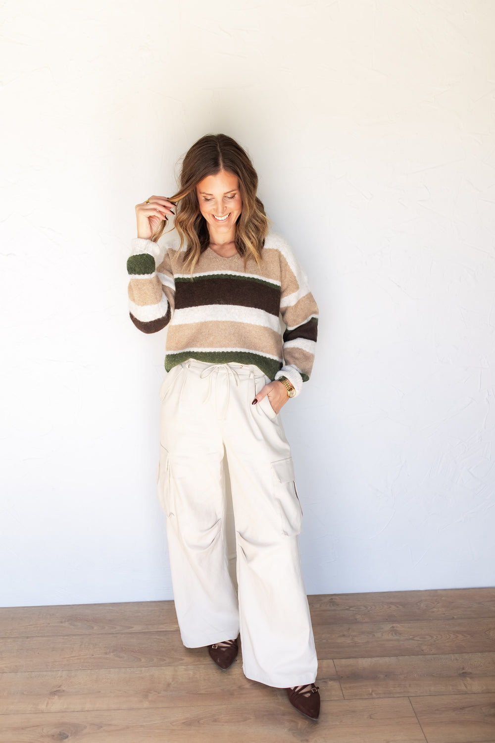 The Hudson Striped Sweater - Brown - One Eleven Olive Boutique