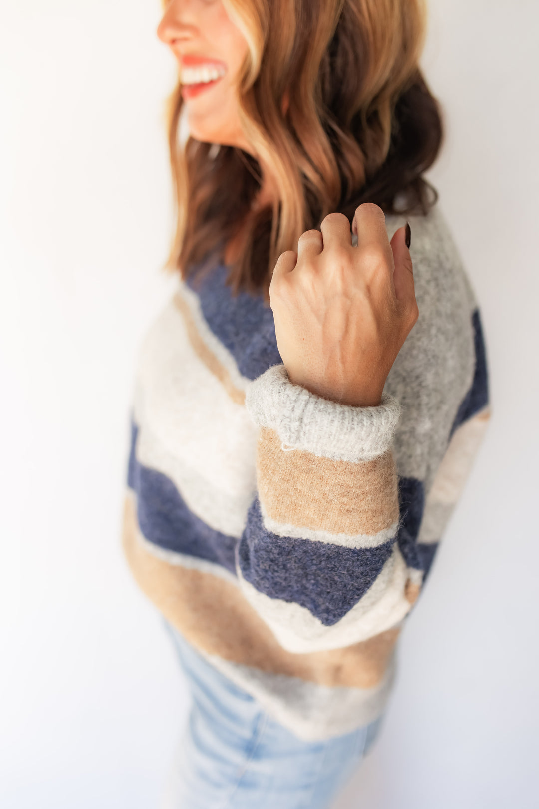 The Hudson Striped Sweater - Navy - One Eleven Olive Boutique
