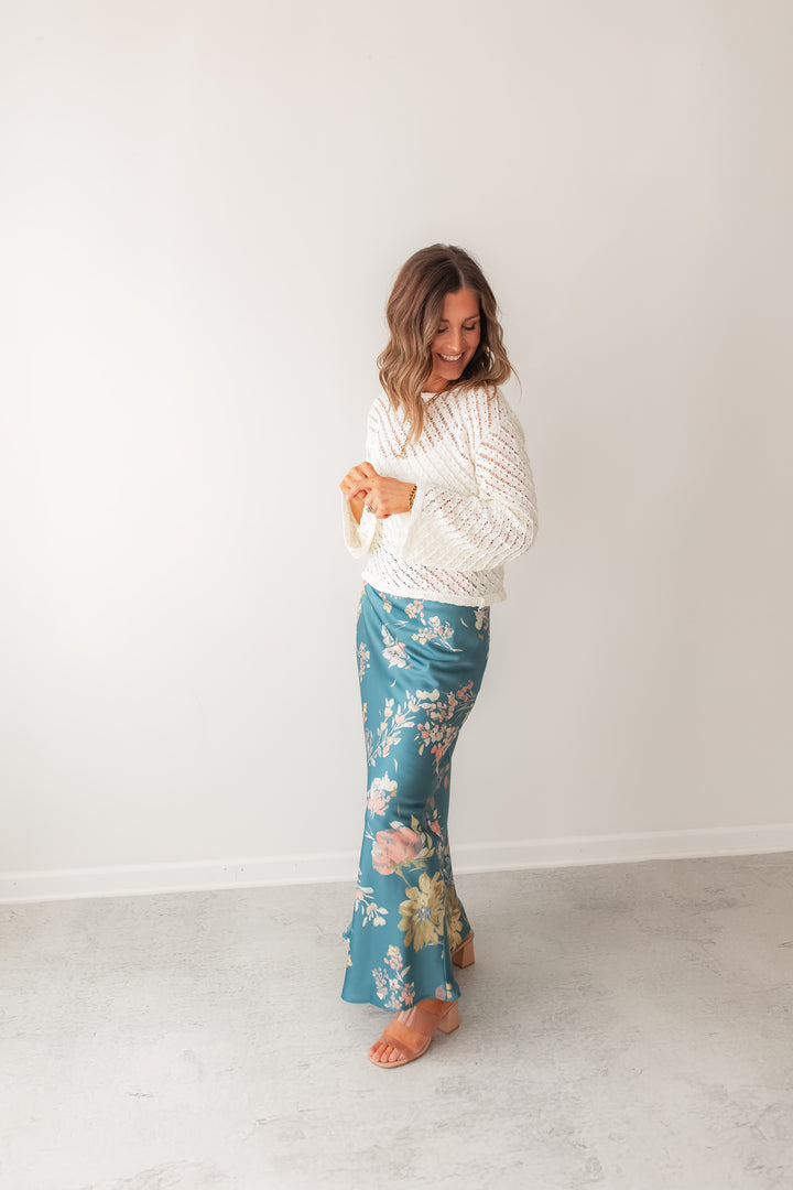 The Daryn Floral Satin Maxi Skirt