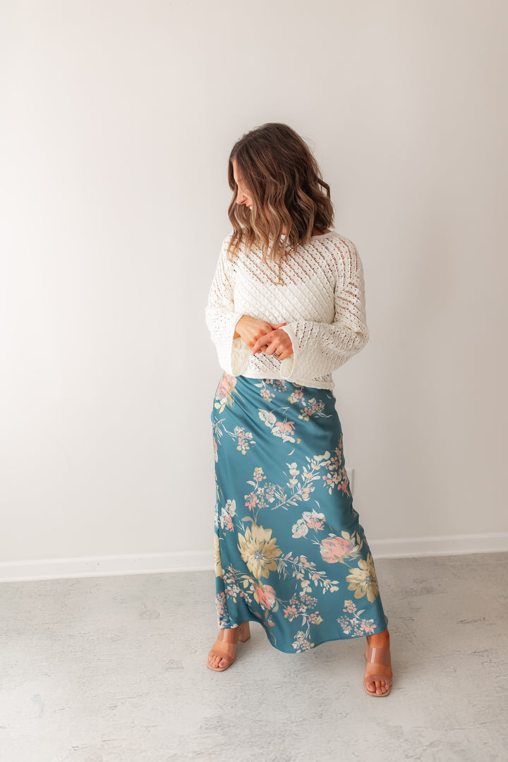 The Daryn Floral Satin Maxi Skirt