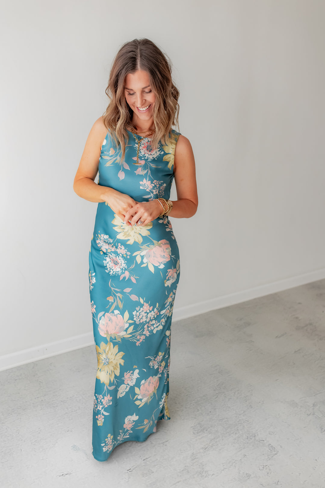The Daryn Floral Satin Maxi Dress