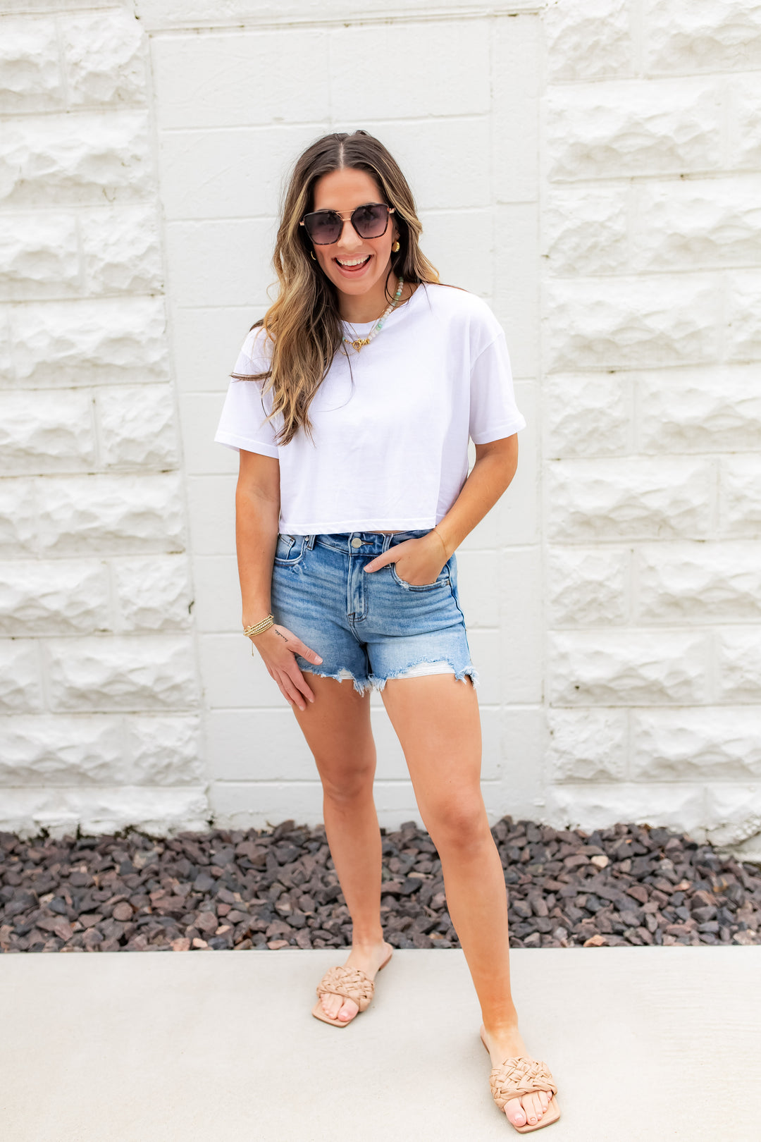 The Bright Side Crop Tee - White