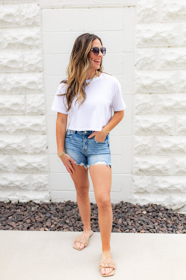 The Bright Side Crop Tee - White