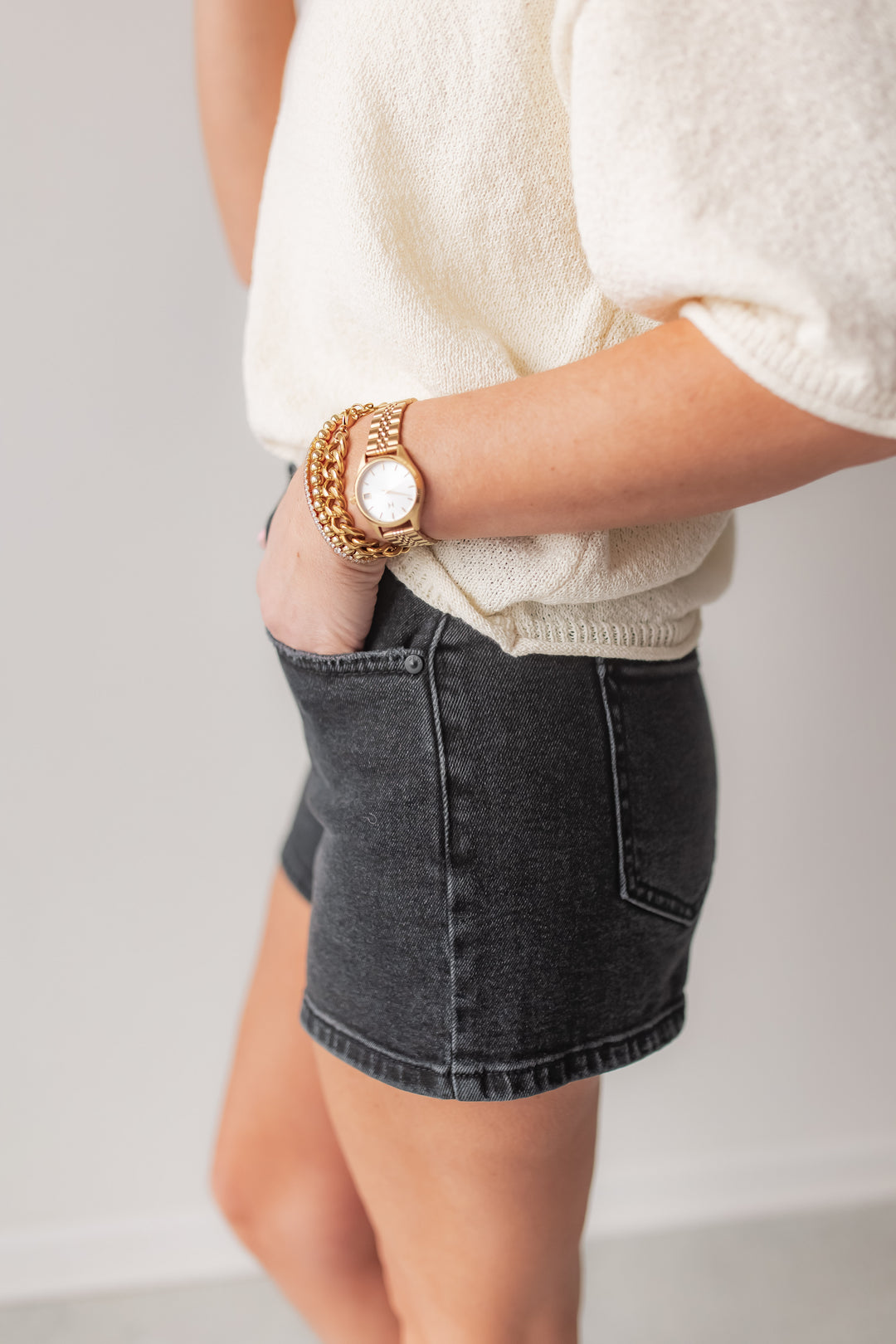 The Collins Black Denim Shorts - One Eleven Olive Boutique