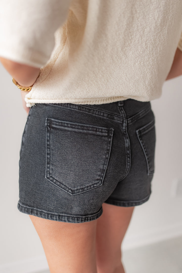 The Collins Black Denim Shorts - One Eleven Olive Boutique