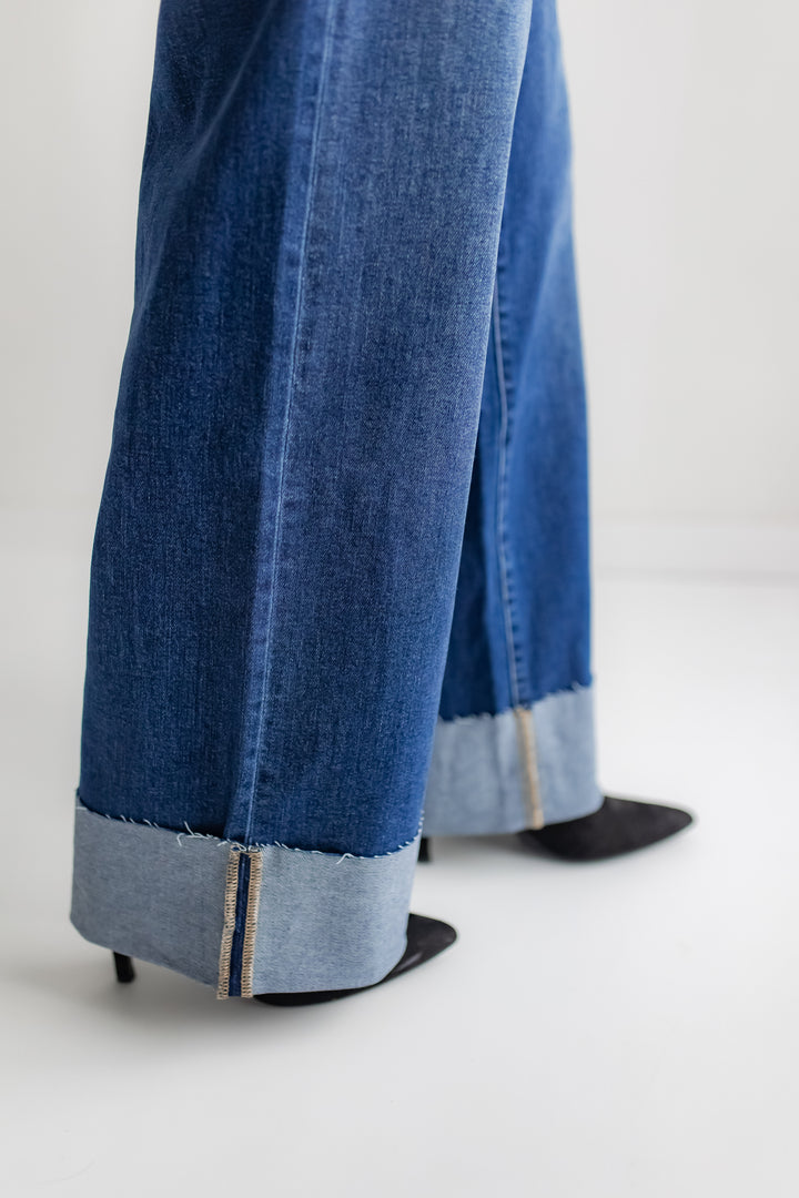 The Stylist Cuffed Wide Leg Jeans