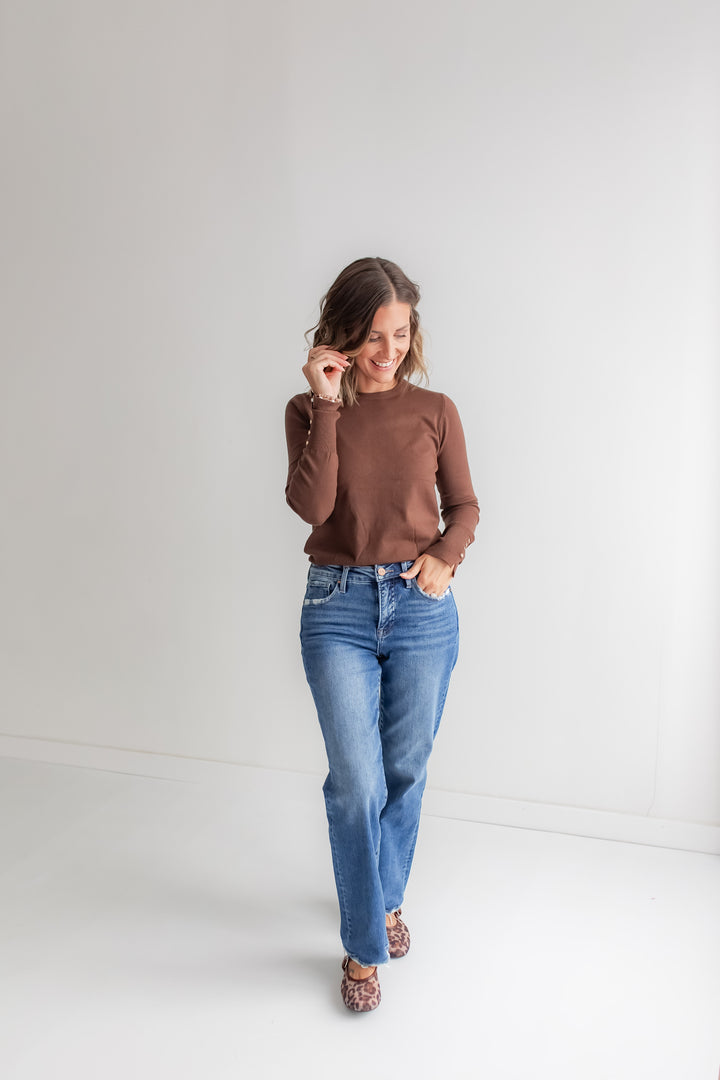 The Signature Sleeve Top - Brown