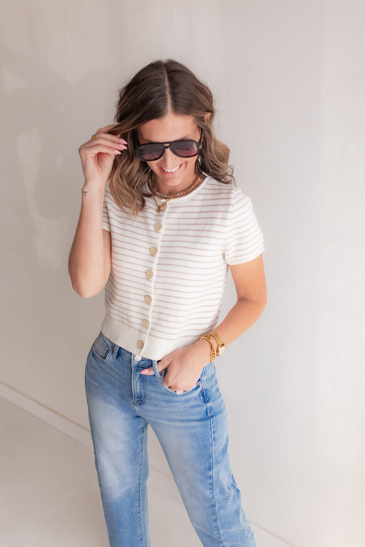 The Mallory Striped Top - One Eleven Olive Boutique