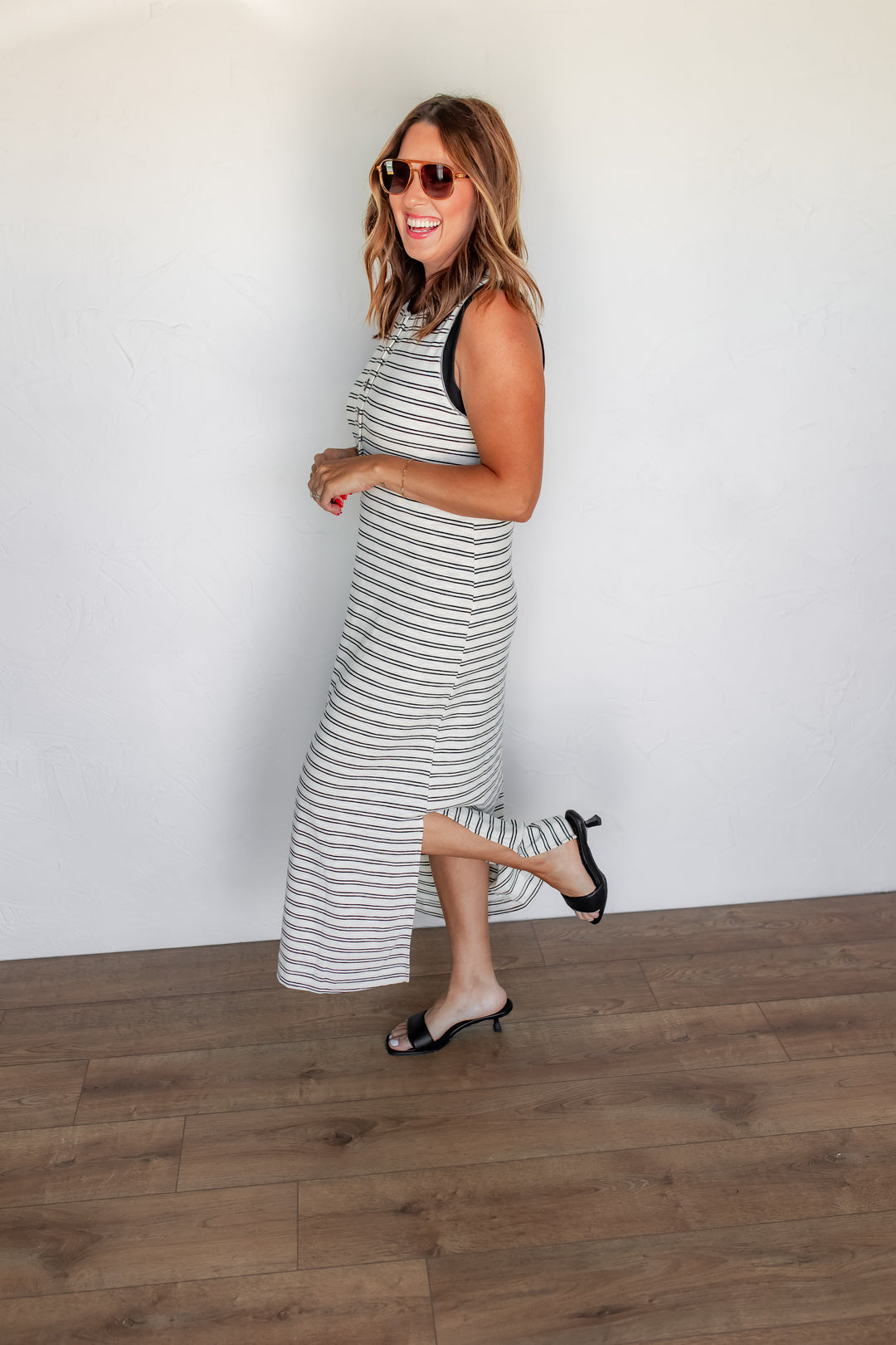 The Cafe Days Stripe Dress - Black - One Eleven Olive Boutique