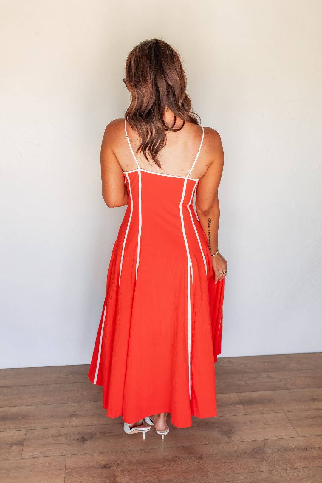 Coral Midi Dress for Women