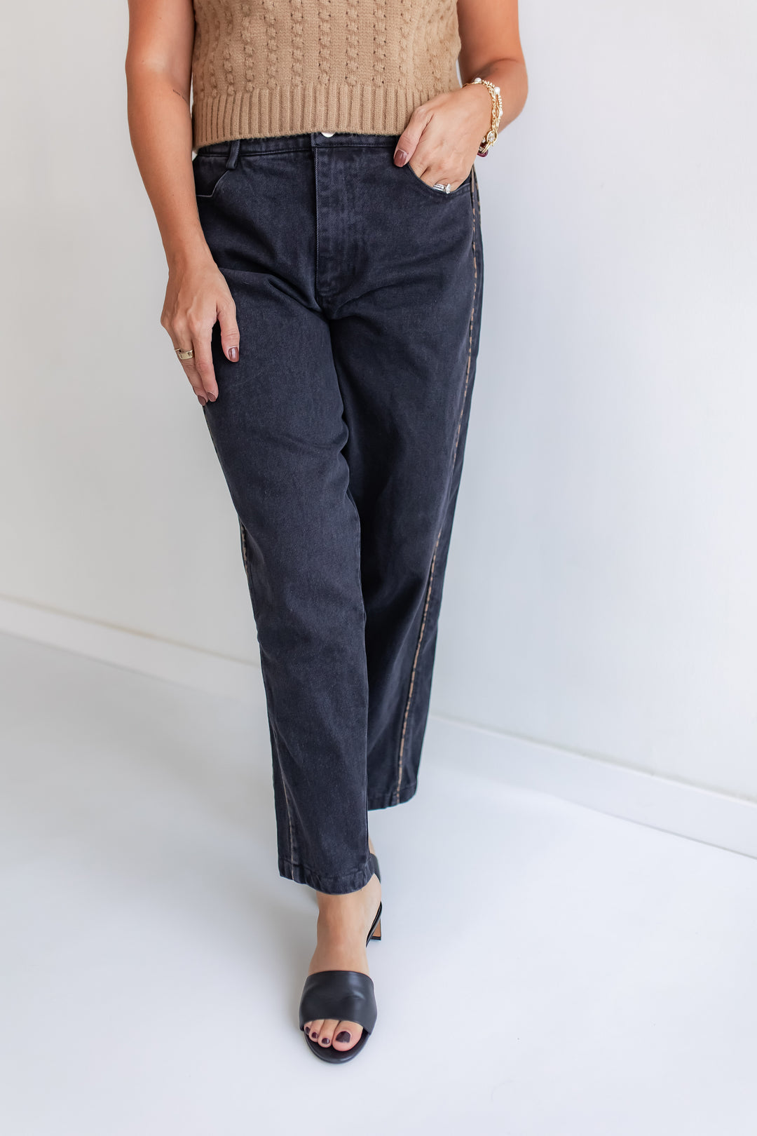 The Black Leopard Piping Jeans