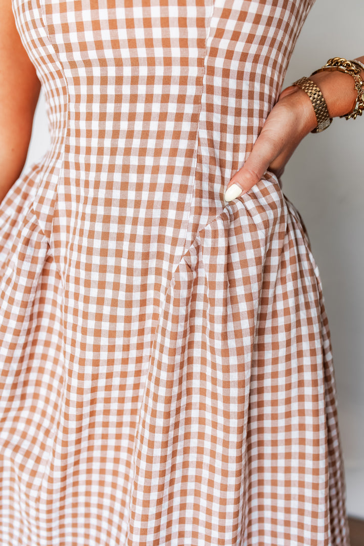 The Shoreline Gingham Midi Dress - One Eleven Olive Boutique