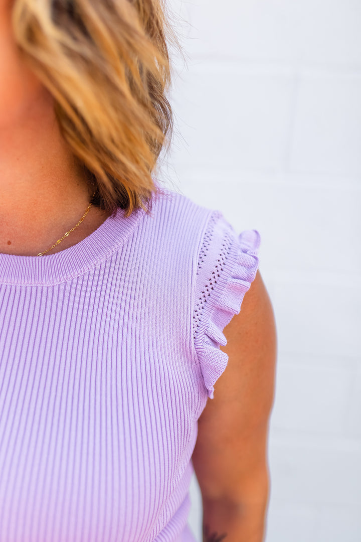 The Willow Ribbed Top - Lilac