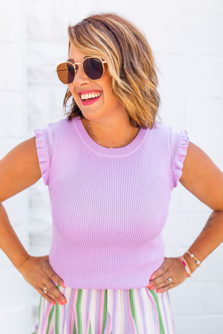 The Willow Ribbed Top - Lilac