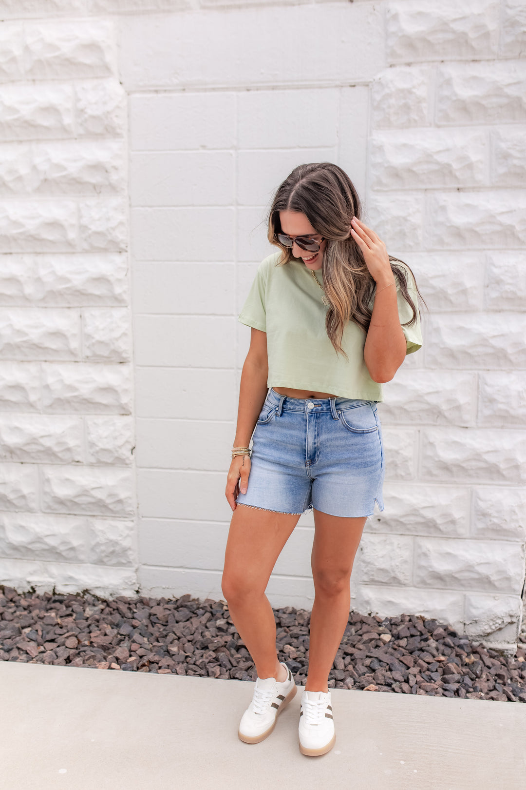The Bright Side Crop Tee - Honeydew