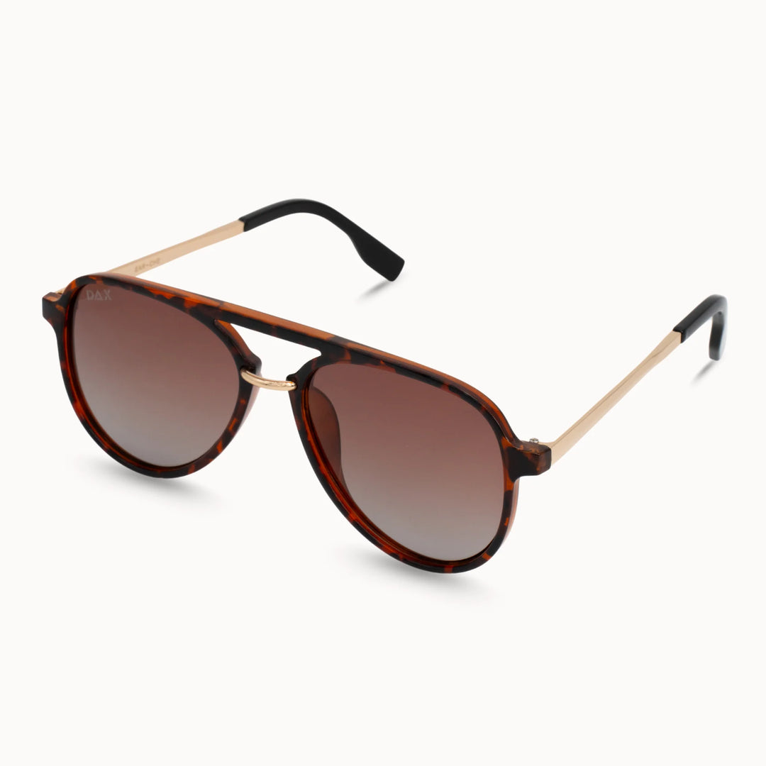 DAX Earhart Sunglasses with brown frame and brown lenses on a white background
