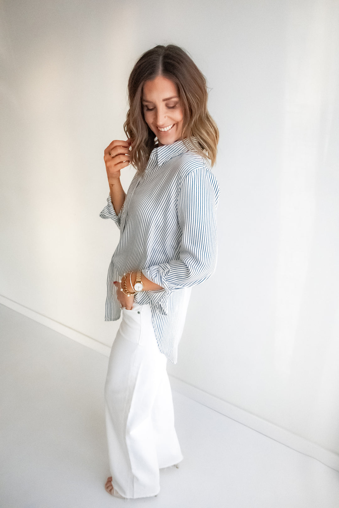 The Timeless Stripe Button Up Top