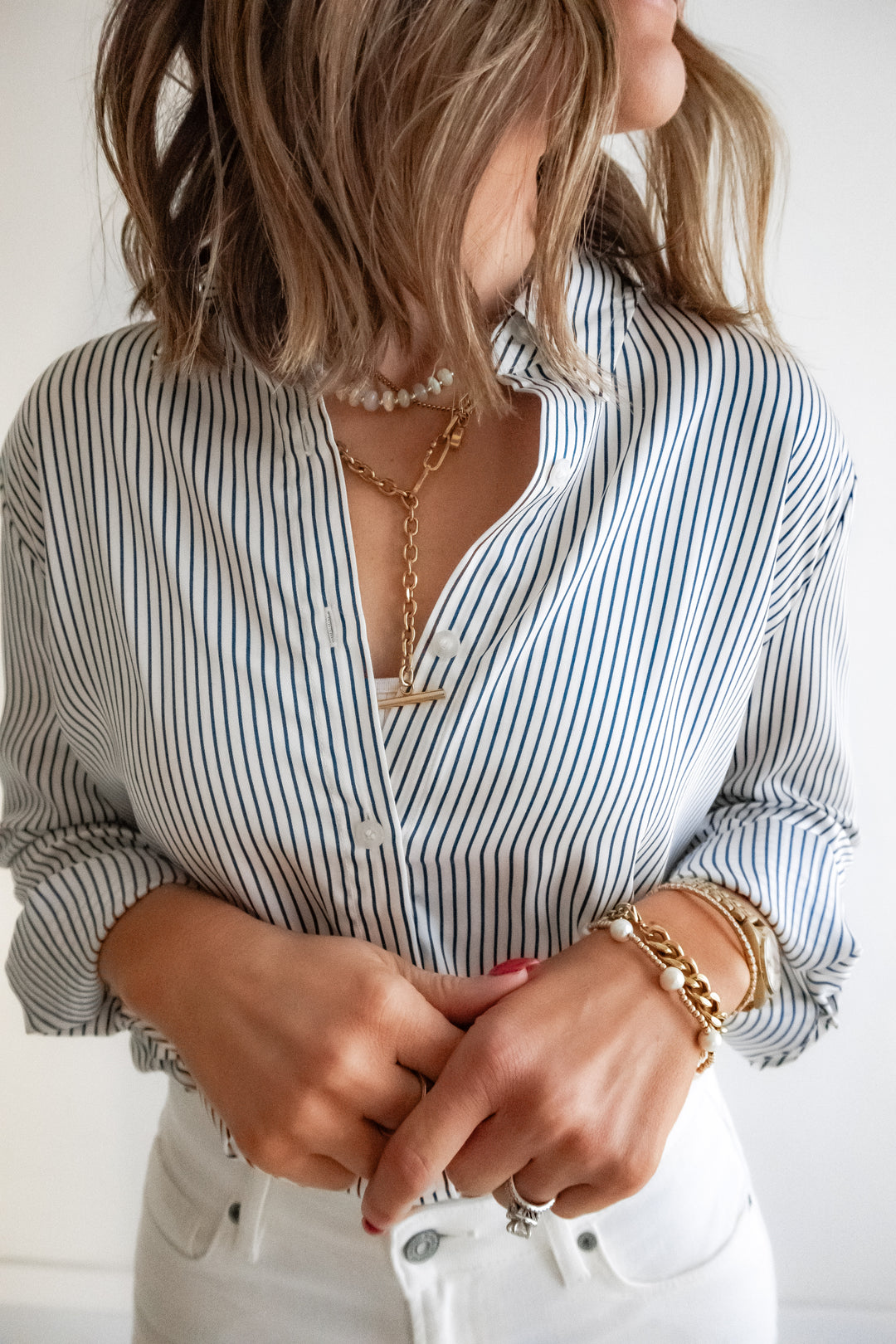 The Timeless Stripe Button Up Top