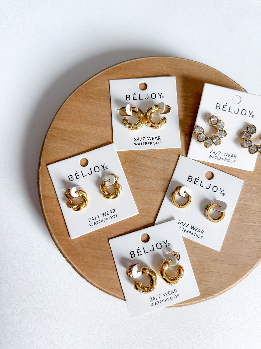 The Ebby Crystal Hoop Earrings - Pearl